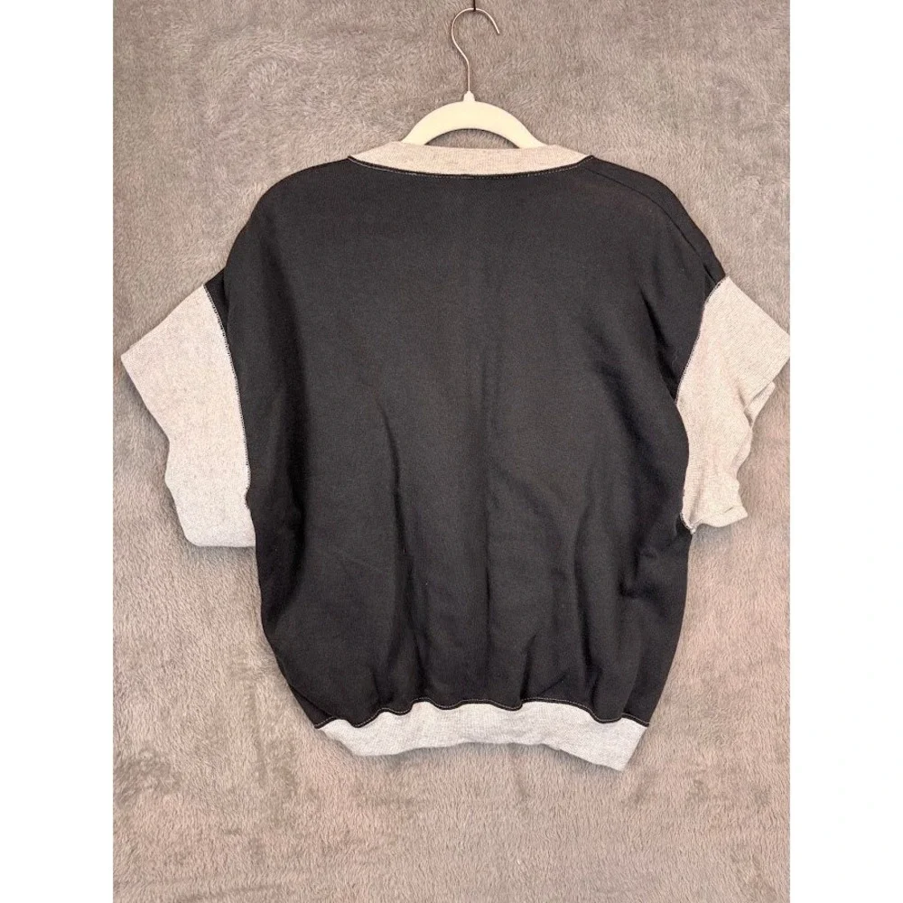 Vintage 80s Pannill Colorado Short Sleeve Sweatshirt Black Gray Large USA Made